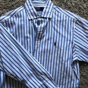 Ralph Lauren Button Down Shirt - White/Blue